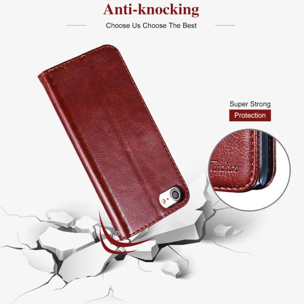 iPhone 7 PLUS tyylikäs lompakkokotelo TOMKASilta (ALKUPERÄINEN) Röd