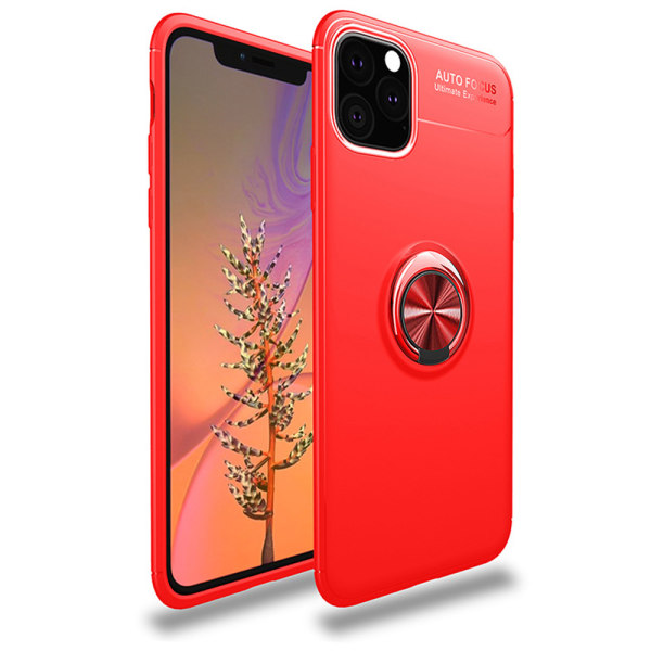 iPhone 11 Pro Max - Stötdämpande Skal med Ringhållare Röd/Röd
