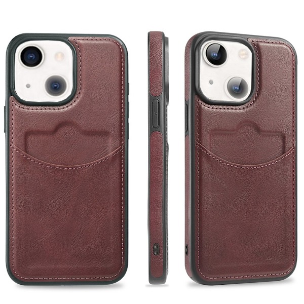 iPhone 15 Kortfodral i PU-läder - Slimmat & Stilrent Skal Svart