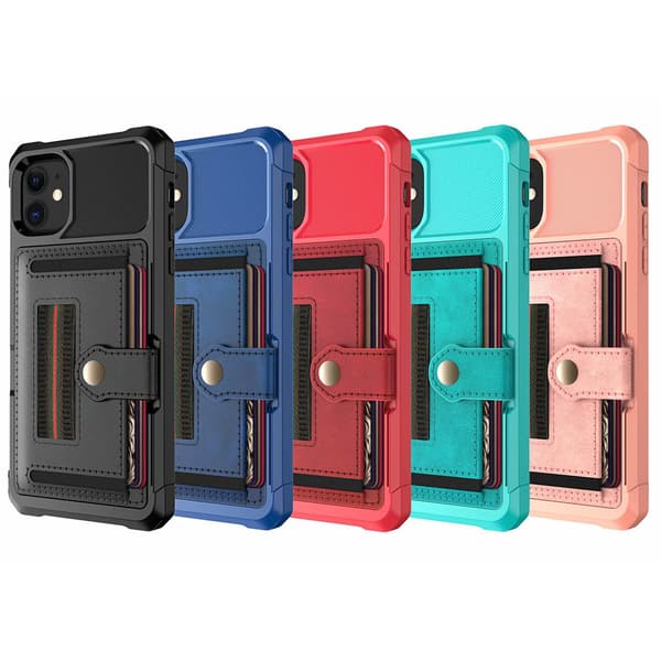 Skal med Kortfack - iPhone 11 Grön