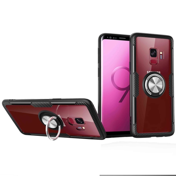 Hybridikotelo sormustelineellä (LEMAN) - Samsung Galaxy S9+ Röd/Silver