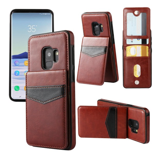 Nahkakotelo lompakko-/korttipaikalla Samsung Galaxy S9+:lle Röd
