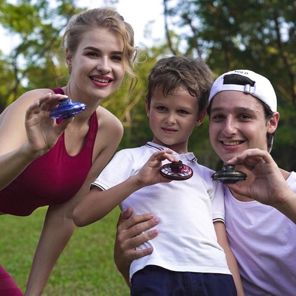 Flygande Spinner Fidget Toy Drönare LED-Ljus Svart