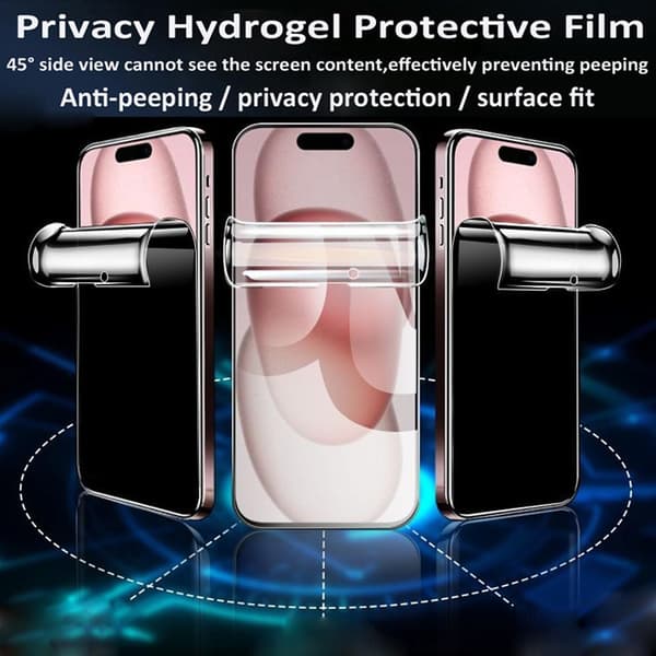 iPhone 15  Integritetsskyddande Hydrogel Mjuk Filmskärmskydd Transparent