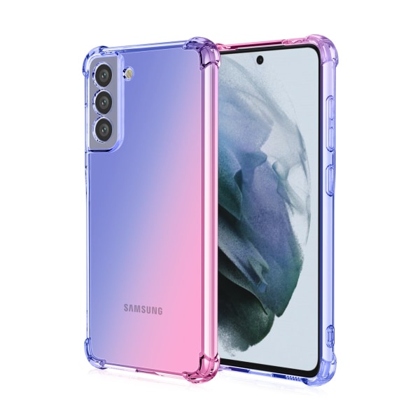 Samsung Galaxy S21 FE - Stilrent Skyddande Silikonskal Blå/Rosa