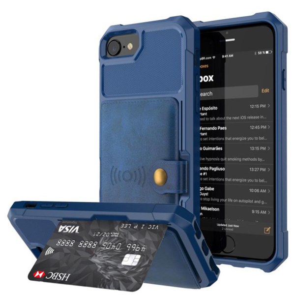 iPhone SE 2020 - Ainutlaatuinen kansi korttilokerolla Blå