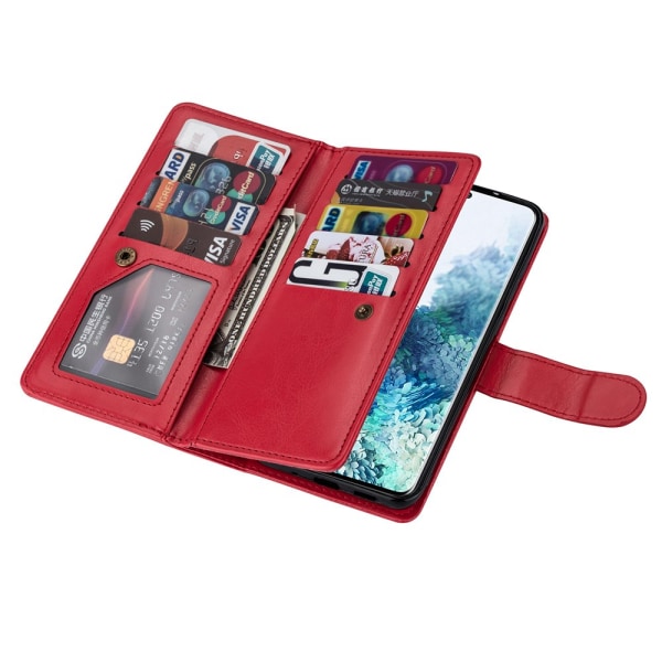 Samsung Galaxy S21 - Praktisk 9-korts pung etui Röd