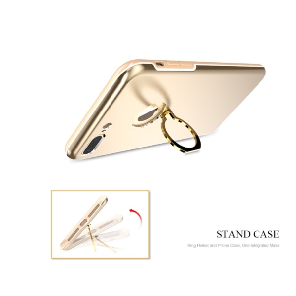 Smart Elegant iPhone 8 Plus-deksel med Ringholder KISSCASE Svart