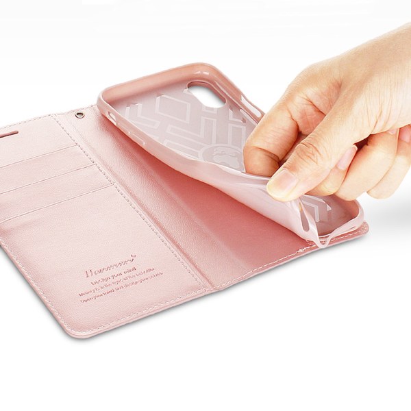 Stilrent Fodral med Plånbok av Hanman - iPhone XR Rosaröd