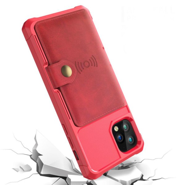 iPhone 11 Pro - Exklusivt Smidigt Skal med Kortfack Röd
