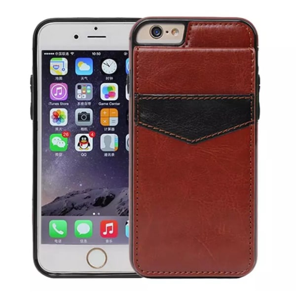 iPhone 6/6S elegantti nahkakotelo, jossa lompakko/korttilokero RUSKEA Brun