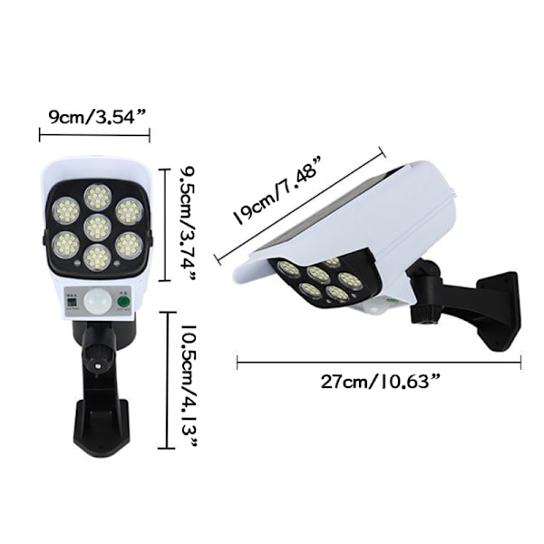 Effektfull Solcells Utomhusbelyning Rörelsesensor Vit