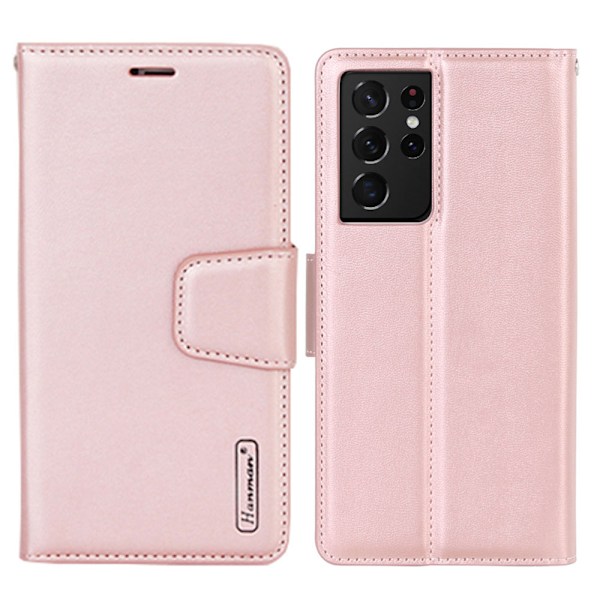 Samsung Galaxy S21 Ultra - Praktisk HANMAN Wallet etui Svart