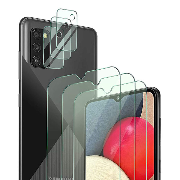 3-PACK Samsung Galaxy A03s Sk�rmskydd + Kameralinsskydd HD 0,3mm Transparent