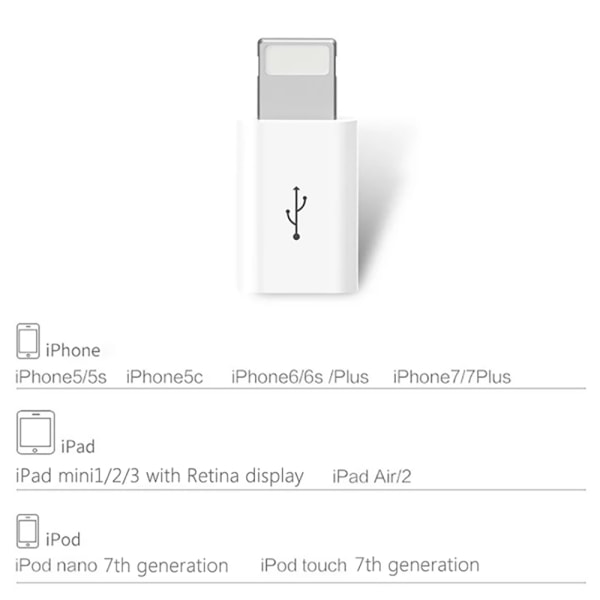 Adapter Micro-USB till iPhone 2in1 Laddning + Dataöverföring Svart