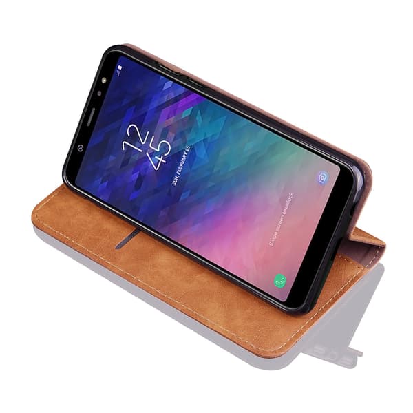 LEMAN Stilfuldt Pungetui til Samsung Galaxy A6 Plus Svart