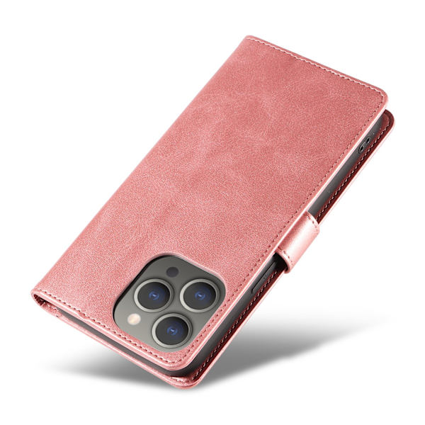 iPhone 15 pro - Plånboksfodral i Läder Svart