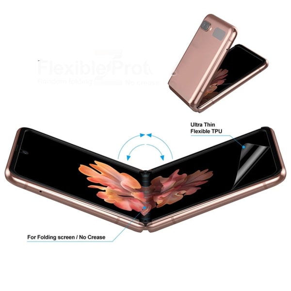 2-PACK Galaxy Z Flip Screen Protector 3 in 1 Hydrogel (edessä ja takana) Transparent