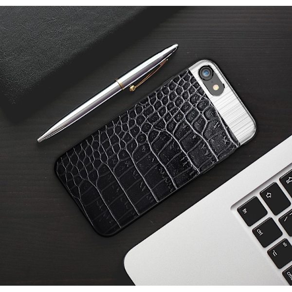 iPhone 7 PLUS - Exklusivt Smart Skal från Croco-Serien Vit Vit