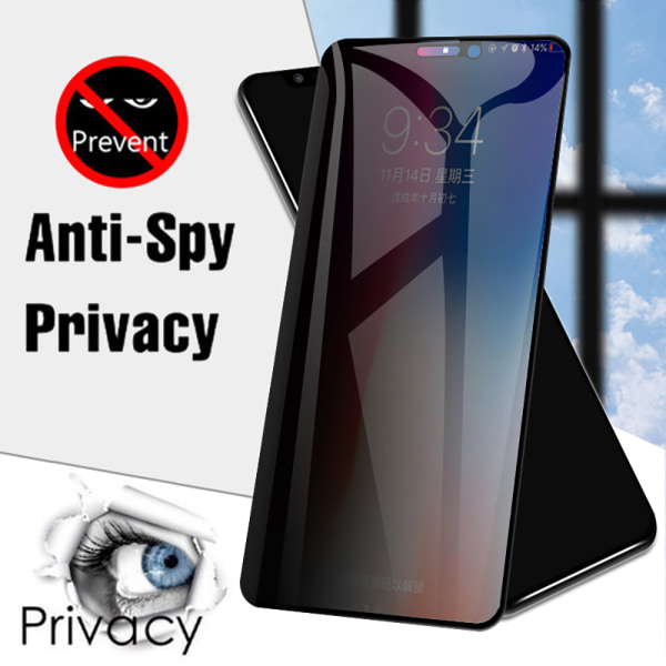 2-PAKK iPhone XR skjermbeskytter Anti-Spy HD 0,3 mm Svart