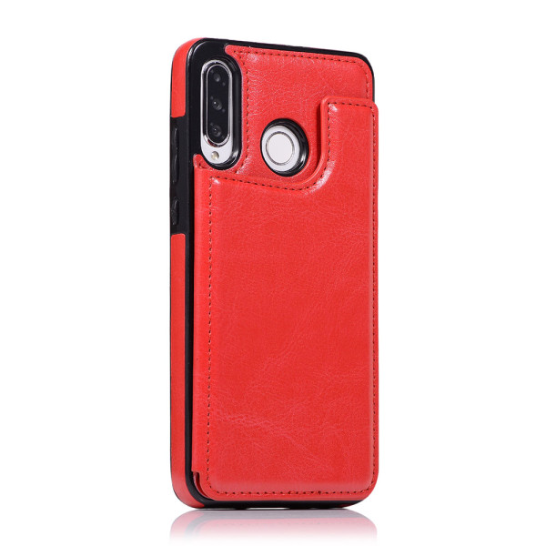 Huawei P30 Lite - Tyylikäs käytännöllinen kansi korttitelineellä Röd