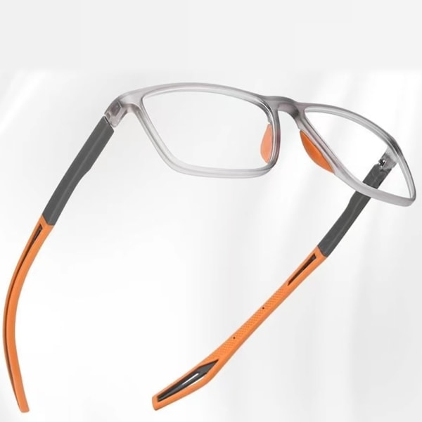 Unisex sportglasögon för närsynthet: Ultralätta silikon- och TR-glasögon, blåljusfilter, halkfria. Grå/Gul +3.0