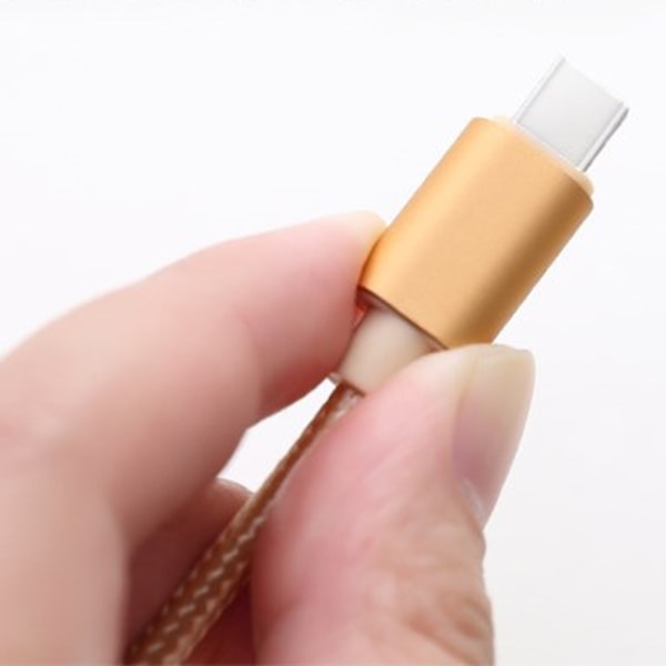 USB-C/Type-C Snabbladdningskabel (Slitstark/Metallhuvuden) Guld