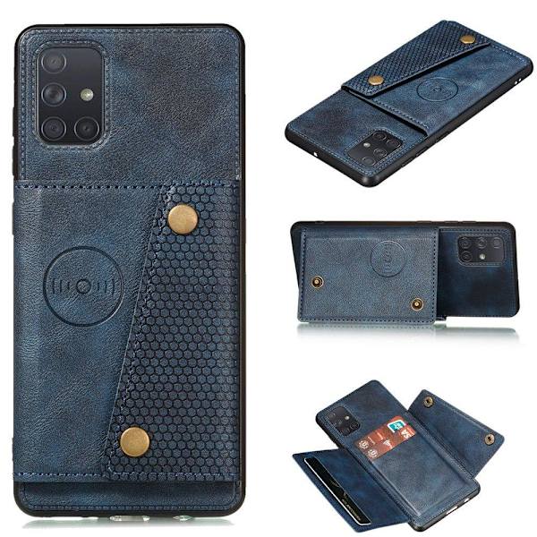 Samsung Galaxy A52 - Stilfuldt glat cover med kortholder Mörkblå