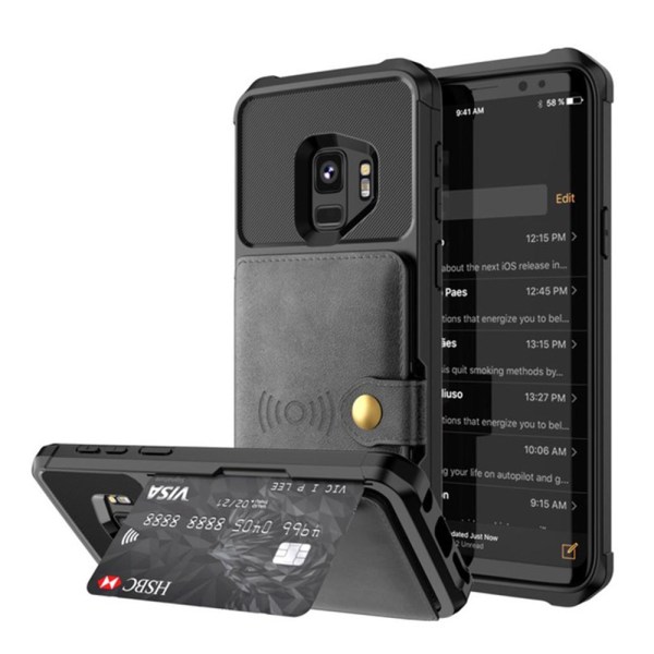Samsung Galaxy S9 - Käytännöllinen suojakuori korttilokerolla Svart