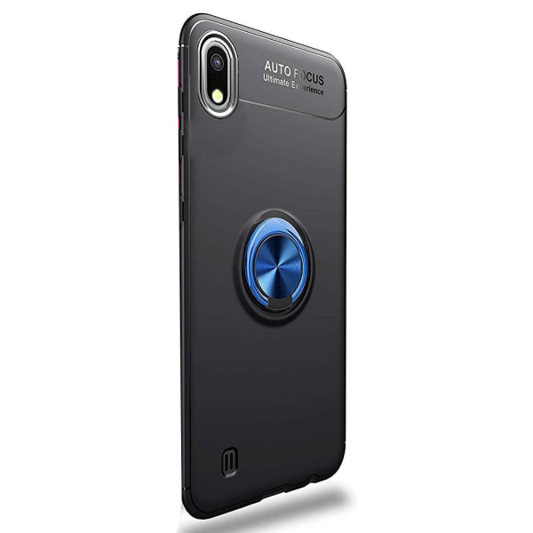 Samsung Galaxy A10 - Praktisk beskyttelsescover med ringholder Svart/Röd