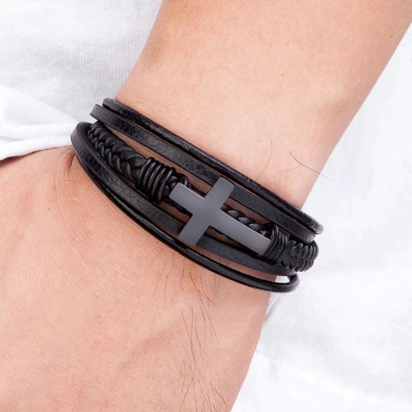 Stilrent Hög Kvalitets PU-Läder Kors Armband Guld 19CM