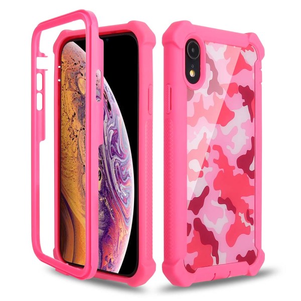 iPhone XR - Ainutlaatuinen EXXO-suojakuori kulmasuojalla Kamouflage Rosa