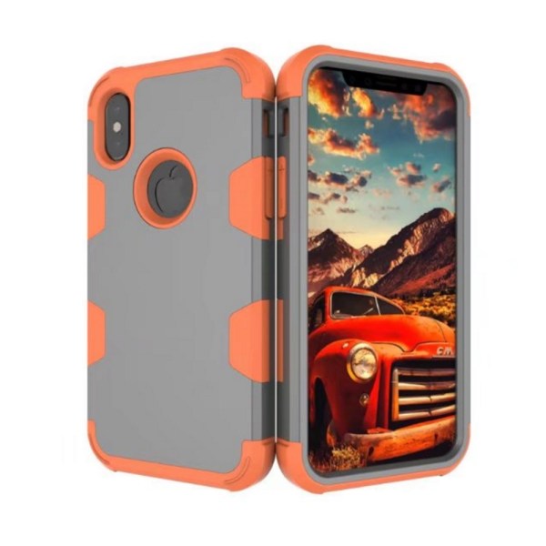 Tyylikäs suojakuori "Rugged Robot" iPhone X/XS:lle Grå/Orange Grå/Orange