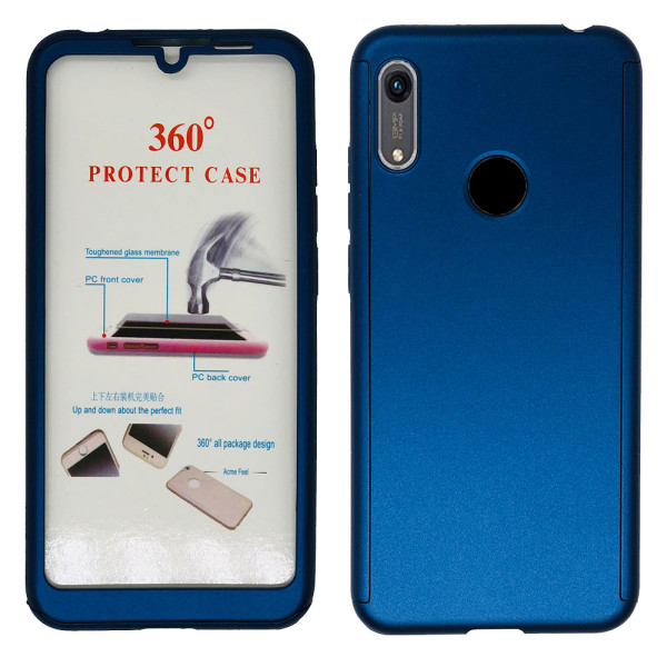 Eksklusivt smart dobbeltsidet cover - Huawei Y6 2019 Blå