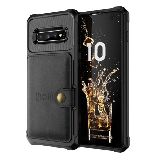 Samsung Galaxy S10+ - Robust Skal med Kortfack Brun