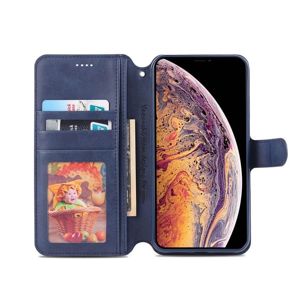 iPhone X/XS - Praktiskt Stilrent Plånboksfodral Blå Blå