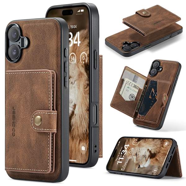 Leman "JEEHOOD" för iPhone 16 - Smart Plånboksskal för Flexibel Användning Grön
