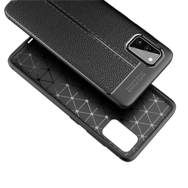 Samsung Galaxy A41 - Stilsäkert Litchi-Läder Design Skal Mörkblå