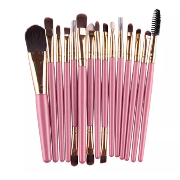 Sminkborstar 15in1 från MAANGE, 12 olika färger ROSA/SVART