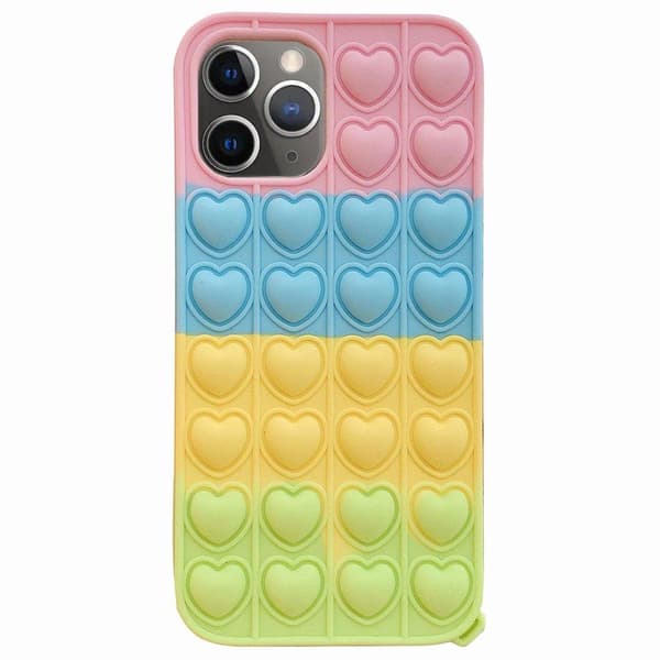 iPhone 12 Pro - Mjukt Fidget Pop It Simple Dimple Silikonskal Grön-Gul-Blå-Rosa