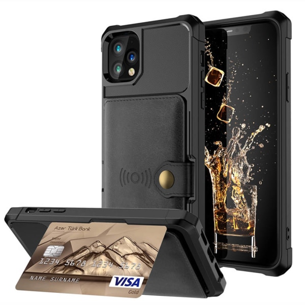 Tyylikäs Smart Cover korttikotelolla - iPhone 11 Pro Max Brun