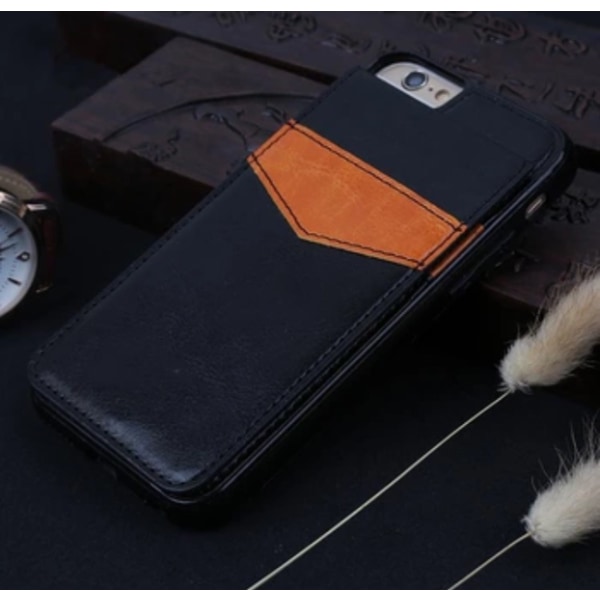 iPhone 7 PLUS - Stilig lærveske med lommebok/kortrom Röd