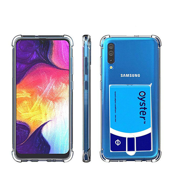 Samsung Galaxy A50 - Skal med Kortfack Transparent/Genomskinlig