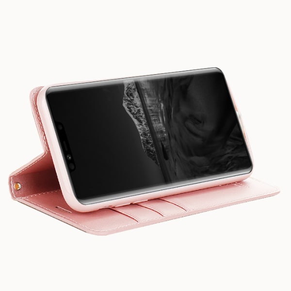 Hanman Wallet -kotelo Samsung Galaxy J4:lle (2018) Rosaröd