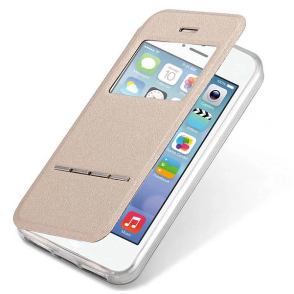 iPhone 7 PLUS Stilsäkert Smartfodral Fönster Svarsfunktion Roséguld