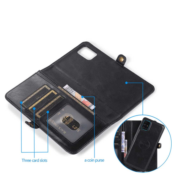 Samsung Galaxy A51 - Praktisk 2-1 Wallet etui Svart