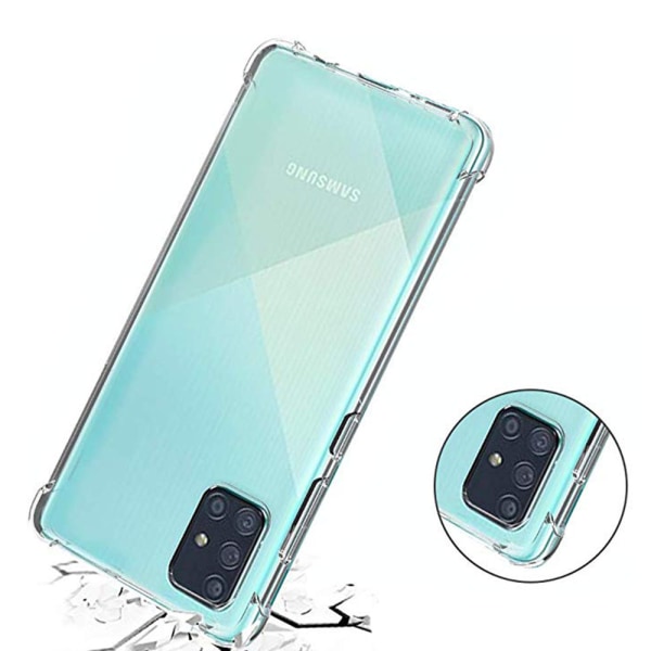 Samsung Galaxy A71 - Iskunvaimentava Floveme-silikonikuori Transparent/Genomskinlig