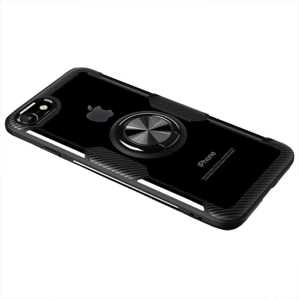 iPhone 6/6S - Praktiskt Skyddande Skal med Ringhållare Svart/Svart