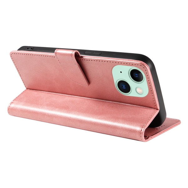 iPhone 15 plus - Pl�nboksfodral L�der i Flera F�rger Pink gold