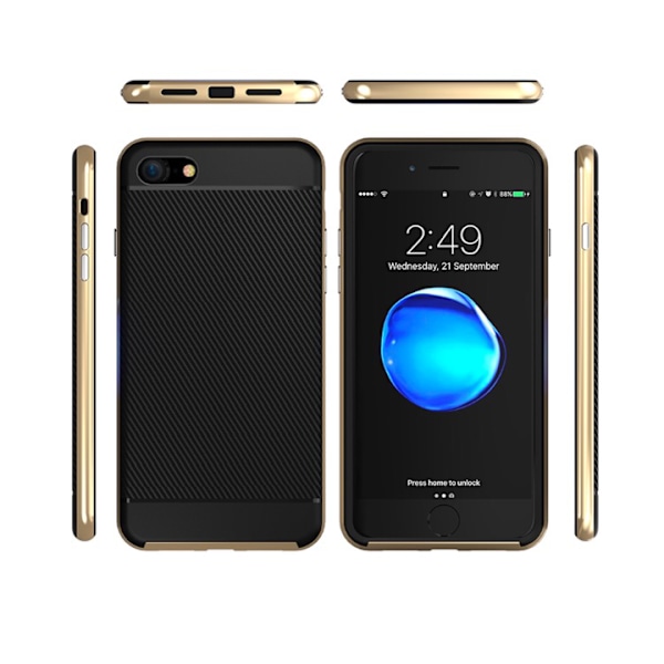 iPhone 7 - Stötdämpande Hybridskal DUBBELT SKYDD Silver/Grå
